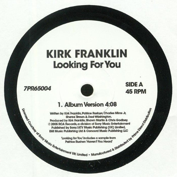 Kirk Franklin – Looking For You (7", RCA Records, 2019) Front Cover