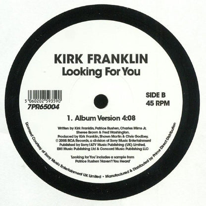 Kirk Franklin – Looking For You (7", RCA Records, 2019) Back Cover