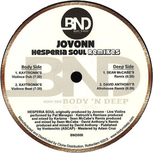 Jovonn : Hesperia Soul Remixes (12")