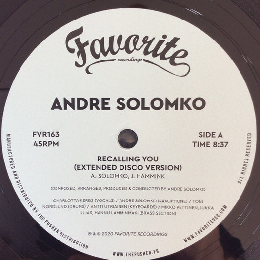 Andre Solomko : Recalling You (12")