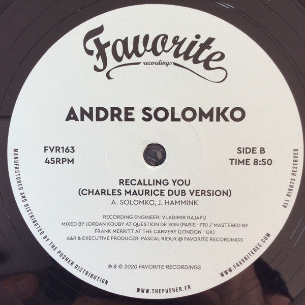 Andre Solomko : Recalling You (12")