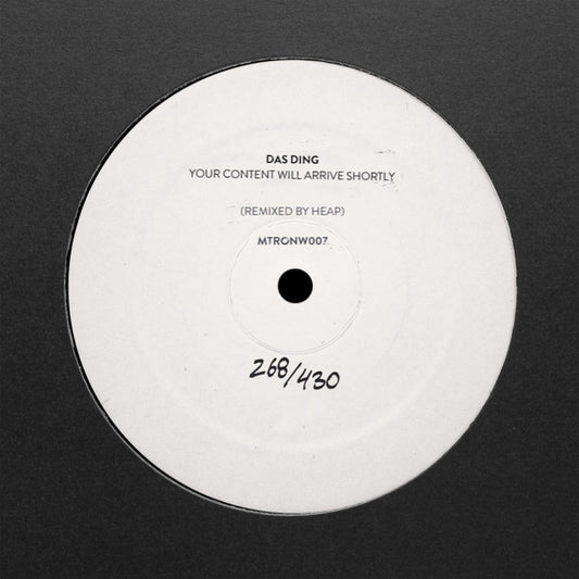 Das Ding : Your Content Will Arrive Shortly (12", EP, Ltd, W/Lbl)