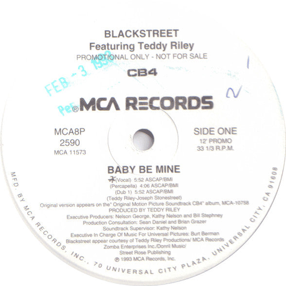 Blackstreet Featuring Teddy Riley : Baby Be Mine (12", Promo)