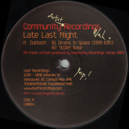 Community Recordings : Late Last Night (12")