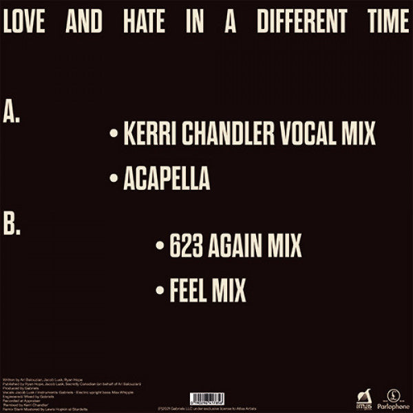 Gabriels – Love And Hate In A Different Time (Mixes) (12", Atlas Artists, 2021) Back Cover