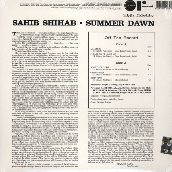 Sahib Shihab : Summer Dawn (LP, Album, RE, 180)