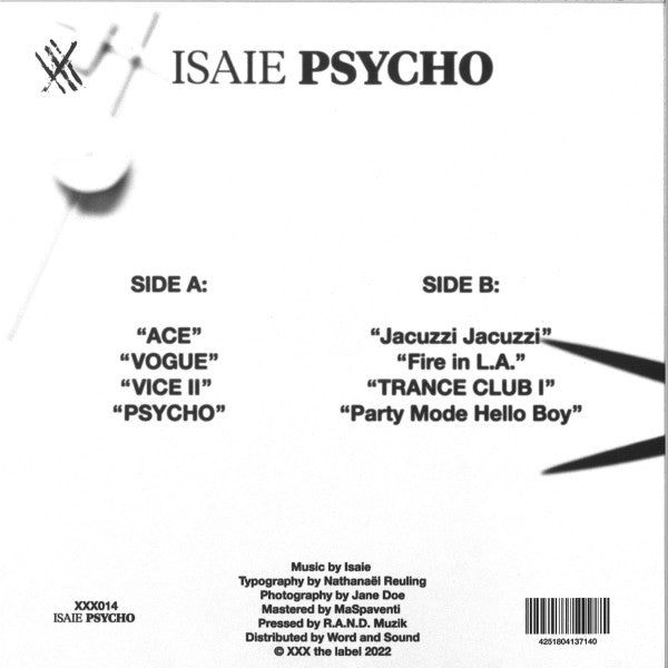 Isaie Reuling : Psycho (12", MiniAlbum)