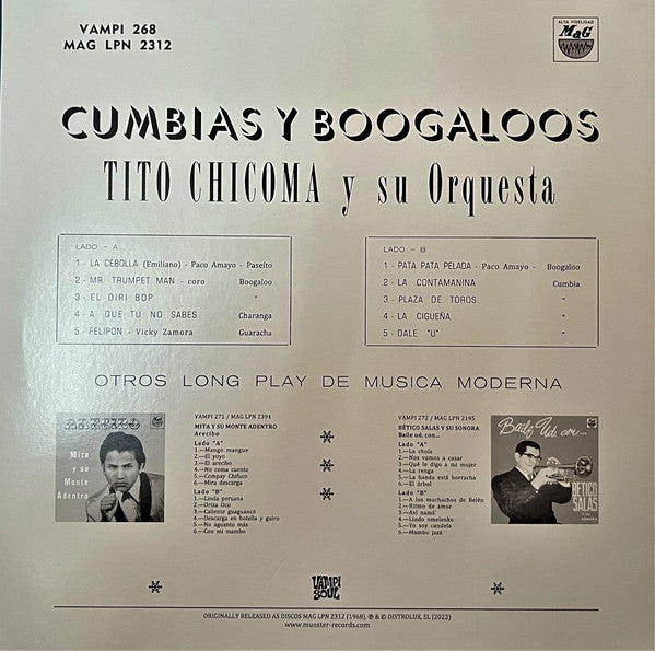 Tito Chicoma Y Su Orquesta – Cumbias y Boogaloos (LP, Vampi Soul, 2022) Back Cover