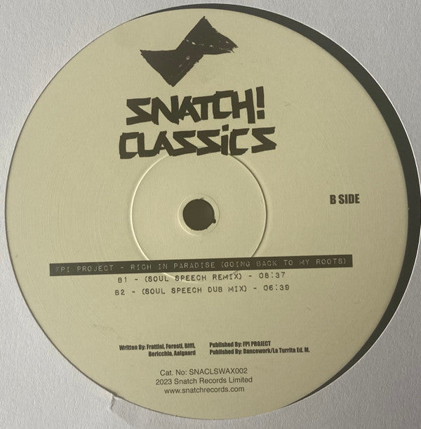 David Morales Presents The Face (3) / FPI Project : Needin U / Rich In Paradise (Going Back To My Roots) (12")