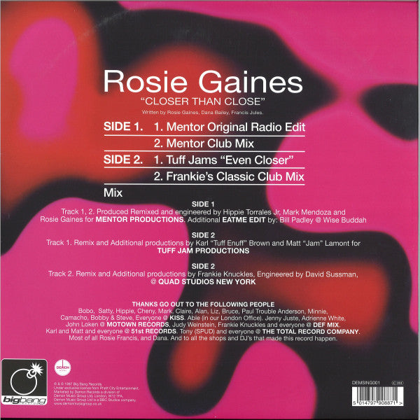 Rosie Gaines : Closer Than Close (12", RE)