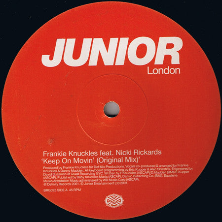 Frankie Knuckles Feat. Nicki Rickards* : Keep On Movin' (12")