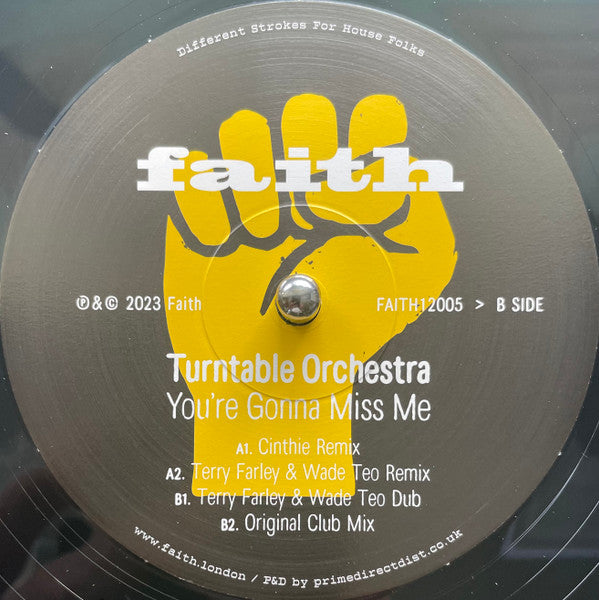 Turntable Orchestra – You're Gonna Miss Me (12", Faith, 2023) Front Cover