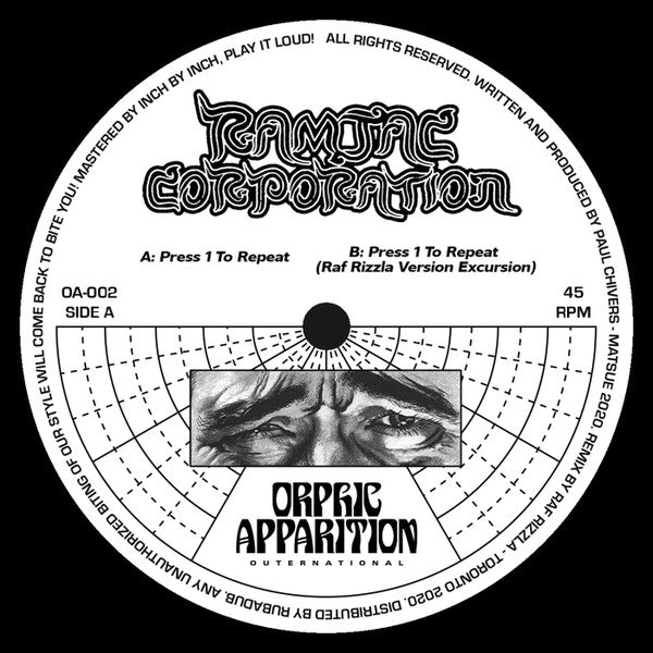 Ramjac Corporation – Press 1 To Repeat (12", Orphic Apparition, 2023) Front Cover