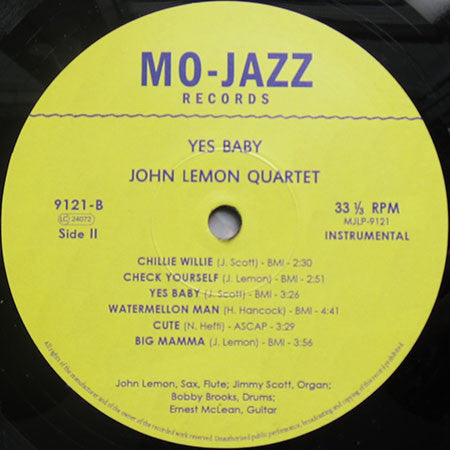 John Lemon Quartet* : Yes Baby (LP, Album, Bioplastic, Ltd, Num)