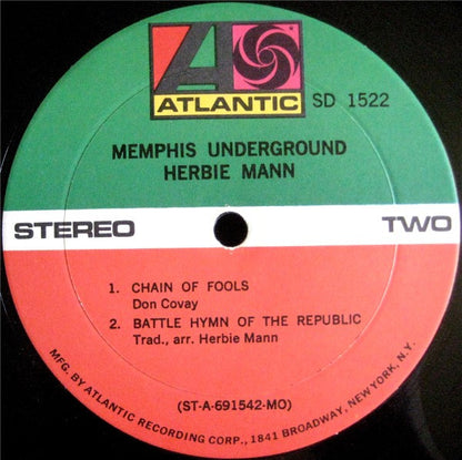 Herbie Mann : Memphis Underground (LP, Album, Mon)