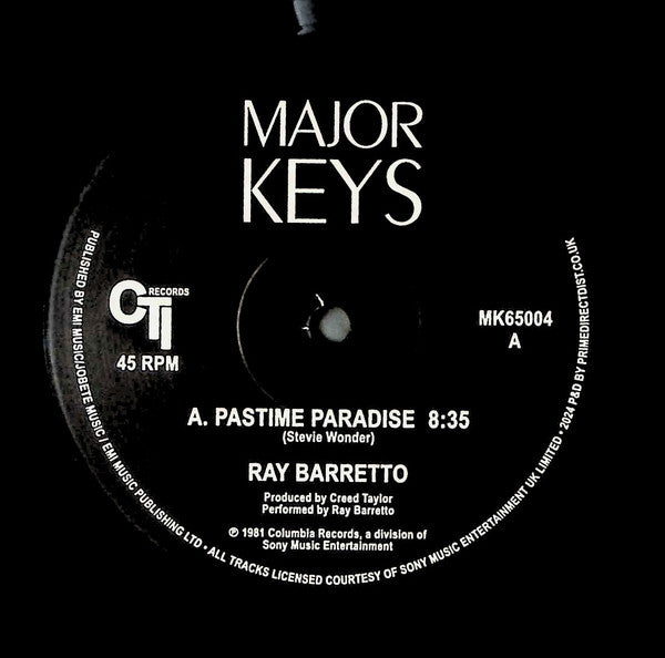 Ray Barretto – Pastime Paradise (12", Major Keys, 2024) Image 3