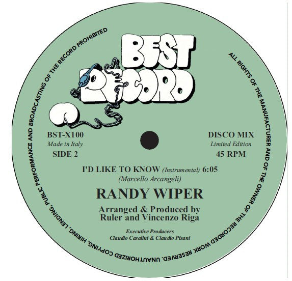 Randy Wiper : I'd Like To Know (12", Ltd, RE)