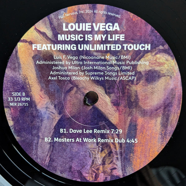 Louie Vega Featuring Unlimited Touch : Music Is My Life (Remixes By Masters At Work & Dave Lee) (12")