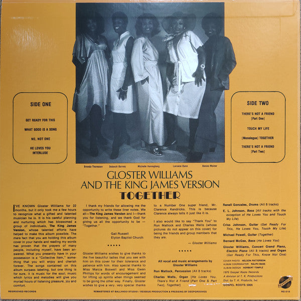 Gloster Williams and The King James Version* : Together (LP, RE, RM)