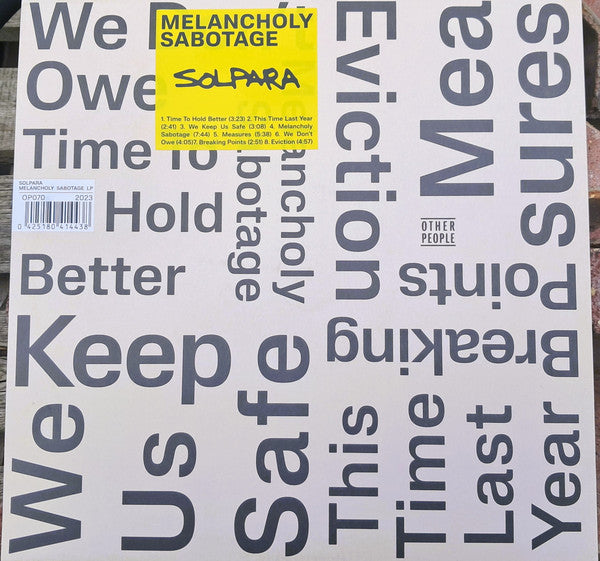 Solpara : Melancholy Sabotage (LP, Album)