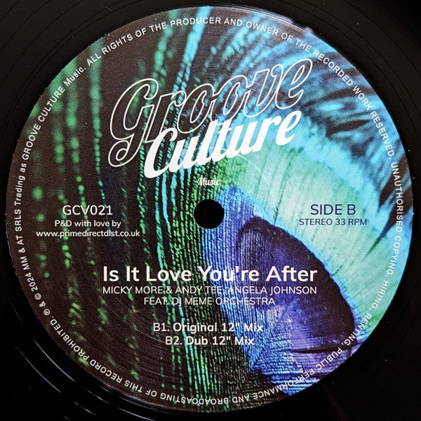 Micky More & Andy Tee Angela Johnson DJ Meme Orchestra – Is It Love You're After (12", Groove Culture Music, 2024) Image 4
