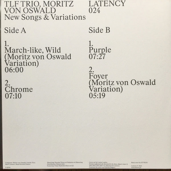 TLF Trio, Moritz von Oswald : New Songs & Variations (12")