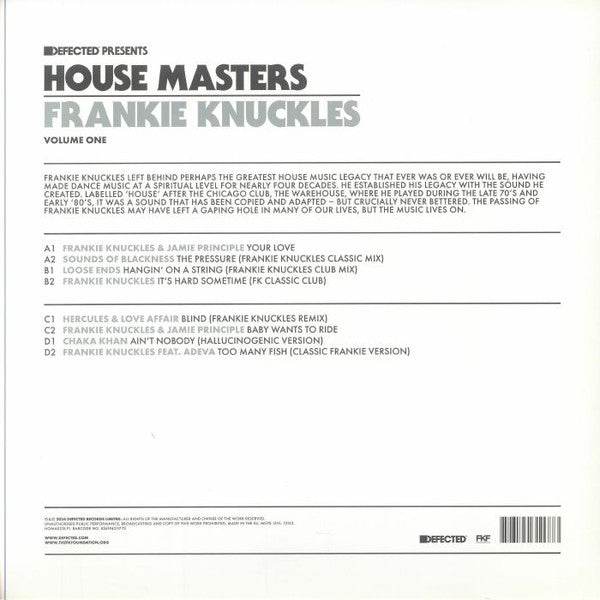 Frankie Knuckles : House Masters (Volume One) (2x12", Comp)