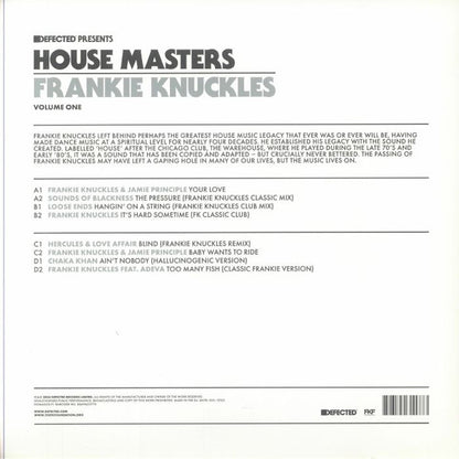 Frankie Knuckles : House Masters (Volume One) (2x12", Comp)