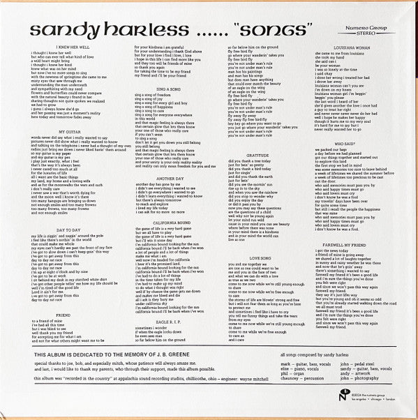 Sandy Harless : Songs (LP, Album, "Br)