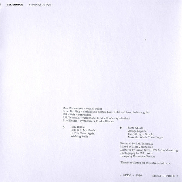 Zelienople : Everything Is Simple (LP, Album)