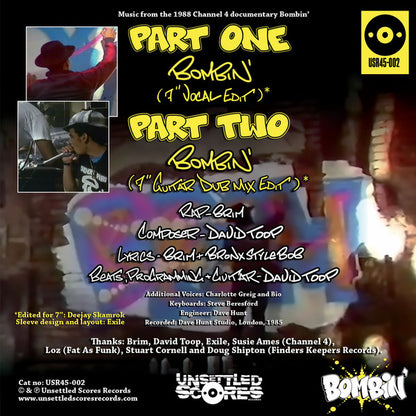 Brim – Bombin' (7", Unsettled Scores Records, 2024) Back Cover