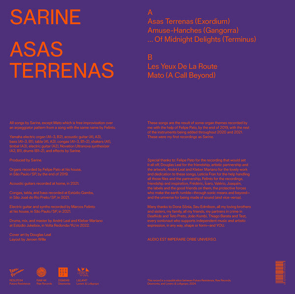 Sarine* : Asas Terrenas (LP, Album, Ltd)