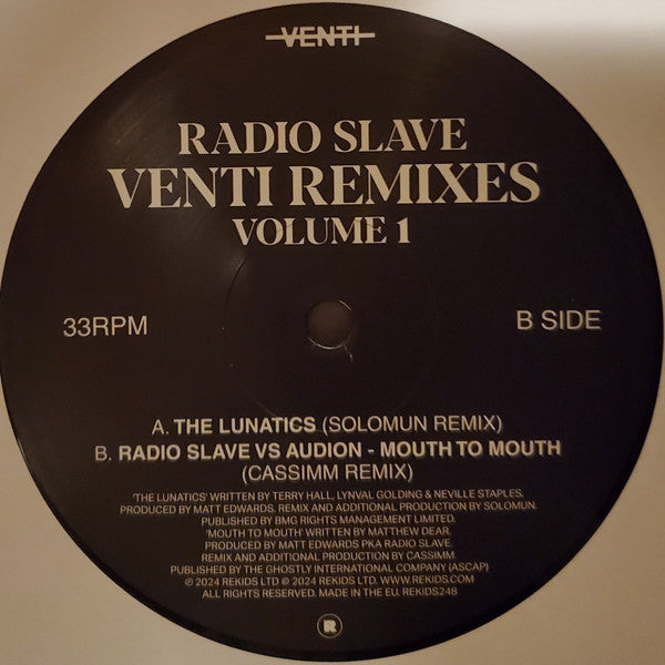 Radio Slave : Venti Remixes Volume 1 (12")