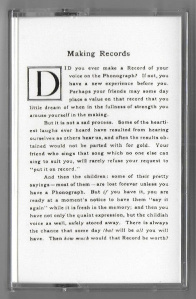 Various : Making Records: Home Recordings c. 1890​-​1920 (Cass, Comp)