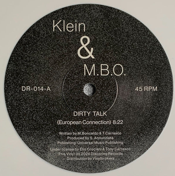 Klein & M.B.O. : Dirty Talk (12", Single, RE, RM, Whi)