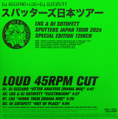 DJ Gizzard LNS DJ Sotofett – スパッターズ日本ツアー [Sputters Japan Tour 2024] (12", Wania, 2024) Back Cover
