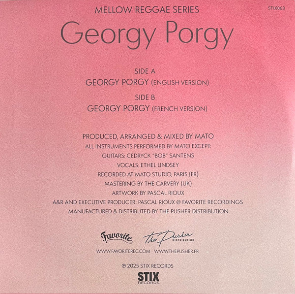 Mato Ethel Lindsey – Georgy Porgy (7", Stix, 2025) Back Cover