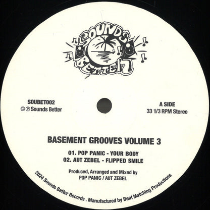 Pop Panic Aut Zebel Dj GLC G Punx – Basement Grooves Vol. 3 (12", Sounds Better, 2025) Back Cover