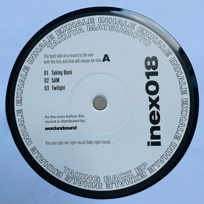 Takuya Matsumoto – Taking Back EP (12", Inhale Exhale Records, 2025) Front Cover