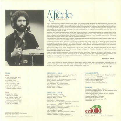 Alfredo De La Fé – Alfredo (LP, Mr Bongo, 2025) Back Cover