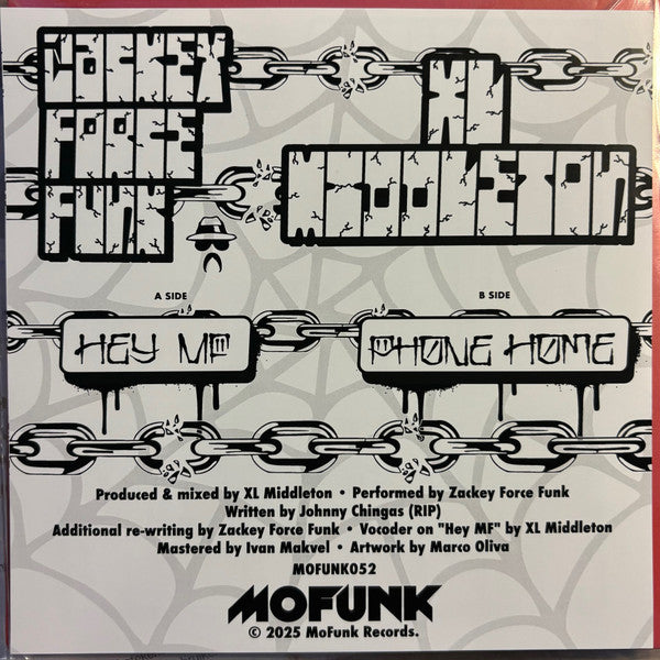 Zackey Force Funk XL Middleton – Hey MF / Phone Home (7", Mofunk Records, 2025) Back Cover