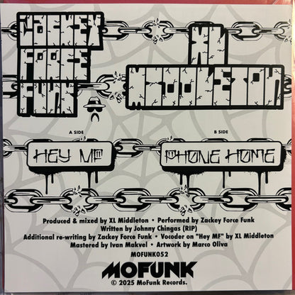 Zackey Force Funk XL Middleton – Hey MF / Phone Home (7", Mofunk Records, 2025) Back Cover