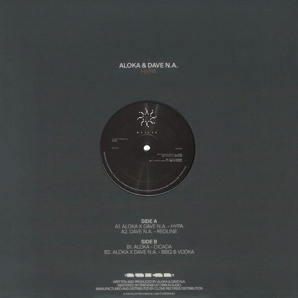 Aloka Dave N.A. – Hypa (12", Elicit Records, 2025) Back Cover