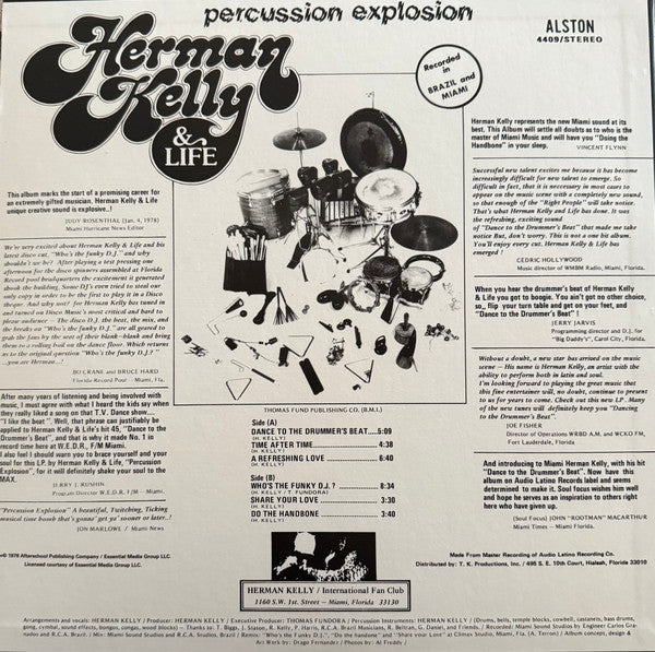 Herman Kelly & Life – Percussion Explosion! (LP, Mr Bongo, 2025) Back Cover
