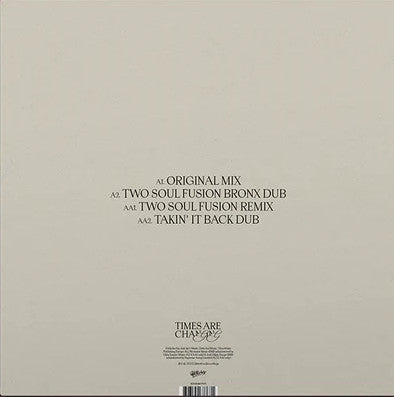 Ben Westbeech RAHH – Times Are Changing (Two Soul Fusion Remixes) (12", Glitterbox, 2025) Back Cover