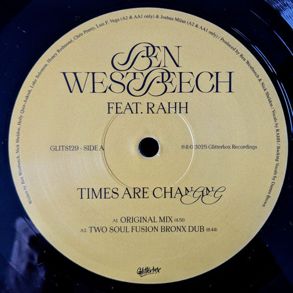 Ben Westbeech RAHH – Times Are Changing (Two Soul Fusion Remixes) (12", Glitterbox, 2025) Image 3