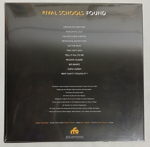 Rival Schools – Found (LP, Amber Glitter, Run For Cover Records) Back Cover
