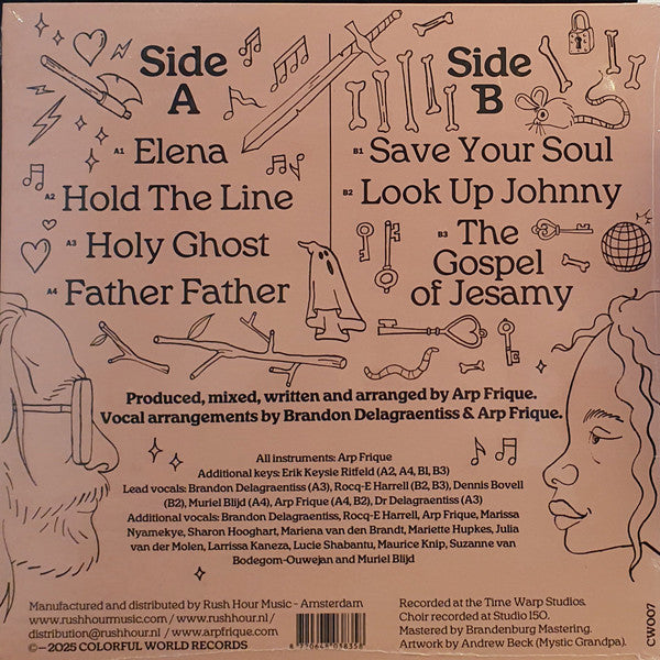 Arp Frique The Perpetual Singers – The Gospel Of Jesamy (LP, Colorful World Records, 2025) Back Cover