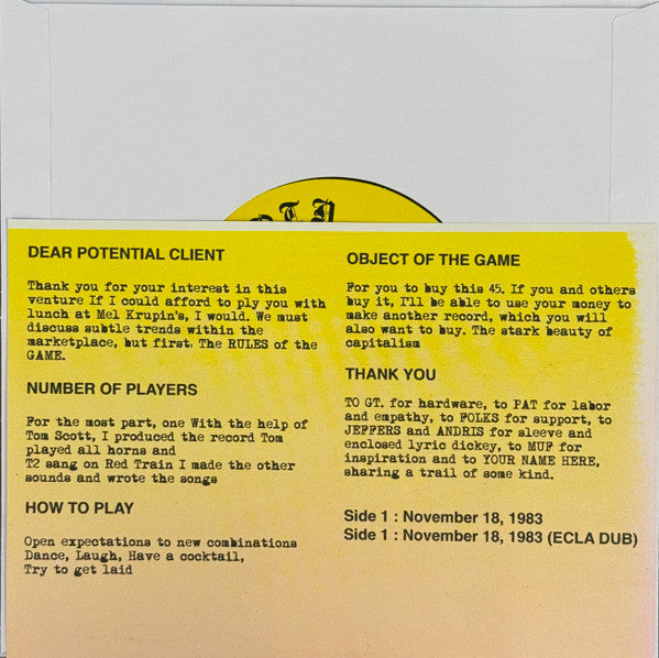 Crisrail – November 18, 1983 (7", Athens Of The North, 2025) Back Cover