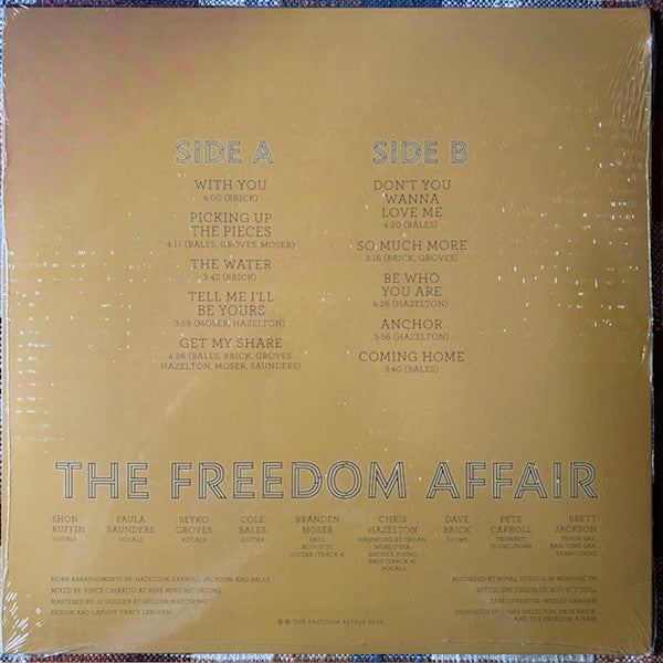 The Freedom Affair – The Freedom Affair (LP, Gold Swirl, Sunflower Soul Records, 2025) Back Cover